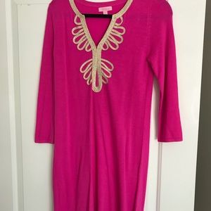 Lilly Pulitzer Pink Knit dress with gold detail